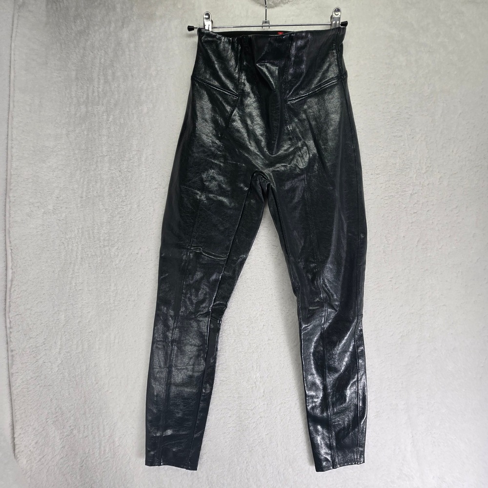 SPANX Faux‎ Leather Leggings Shiny Green Small Petite St Patricks Day Festival
